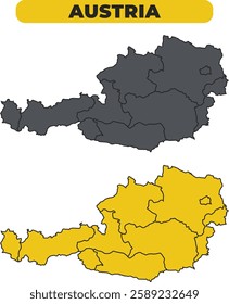 Vector Austria outline illustration map set
