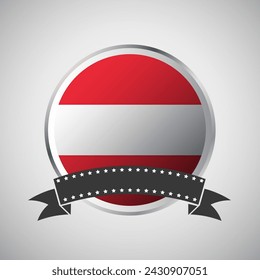 Vector Austria Round Flag Banner Vector Illustration