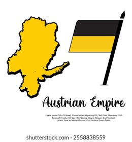 Vector Austrian Empire flag with map banner Austrian Empire flag Vector illustration design with white background Austrian Empire independence day banner design 