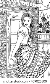 vector austrian girl in traditional dress illustration