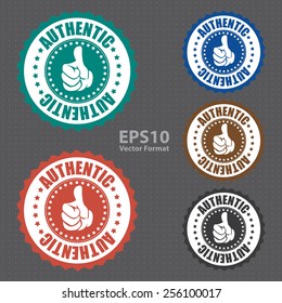 vector : authentic icon, tag, label, badge, sign, sticker