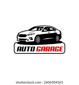 vector auto garage car logo sedan monochrome template