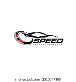 Diseño del logotipo del coche de velocidad automática del vector