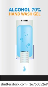 Vector of automatic sanitizer dispenser pump. Automatic hand wash That uses 70% alcohol-containing liquid. Hand cleaning and killing viruses or bacteria, Coronavirus 2019-nCoV.