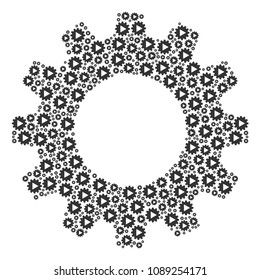 Vector automation icons are combined into gearwheel collage. Development design concept constructed of automation icons.