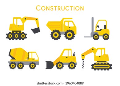 Vector Automobile Building Construction Machinery Toys for boys Isolated on background.