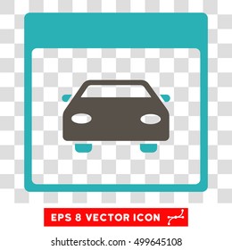 Vector Automobile Car Calendar Page EPS vector icon. Illustration style is flat iconic bicolor grey and cyan symbol on a transparent background.