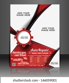 Vector Automobile Center Flyer, Magazine Cover & Poster Template