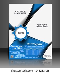 Vector Automobile Center Flyer, Magazine Cover & Poster Template 