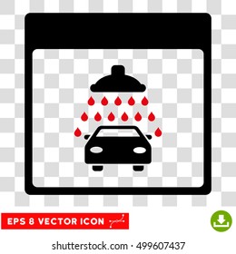 Vector Automobile Shower Calendar Page EPS vector pictograph. Illustration style is flat iconic bicolor intensive red and black symbol on a transparent background.