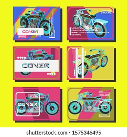 Vector automotive banner template. Grunge tire tracks background for vertical poster, digital banner, flyer, booklet cover, brochure and web design. 