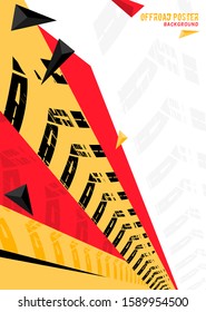 Vector automotive banners template. Grunge tire tracks backgrounds for landscape poster, digital banner, flyer, booklet, brochure and web design. Editable image in red, black, grey, yellow colors