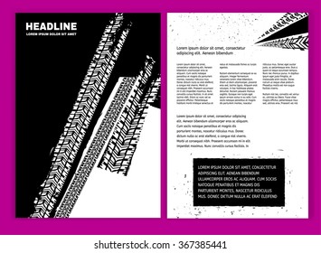 Vector automotive brochure template. Bright modern backgrounds for poster, print, flyer, book, booklet, brochure and leaflet design. Editable graphic image in white and black winter colors