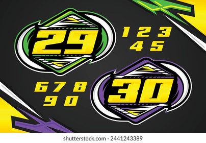 Vector Automotive racing number effect designs