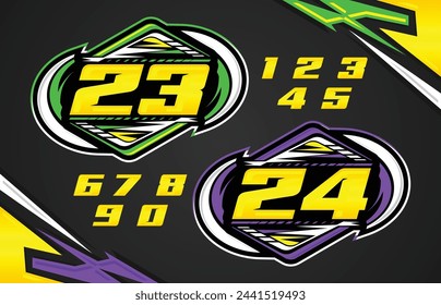 Vector Automotive racing number effect designs