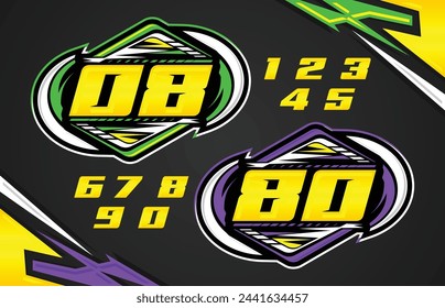 Vector Automotive racing number effect designs