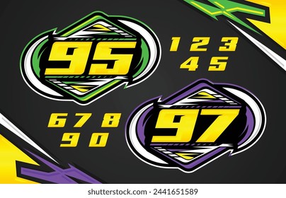 Vector Automotive racing number effect designs