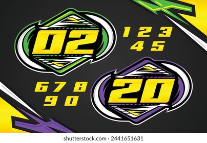 Vector Automotive racing number effect designs