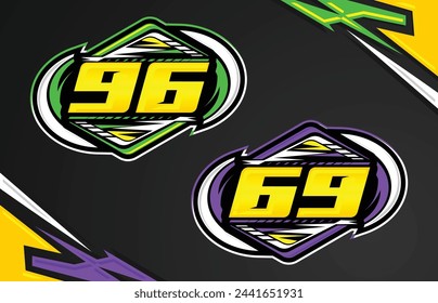 Vector Automotive racing number effect designs 96 and 69