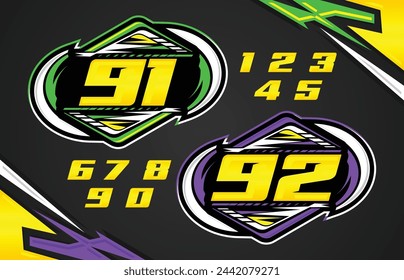 Vector Automotive racing number effect designs