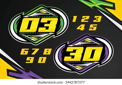 Vector Automotive racing number effect designs