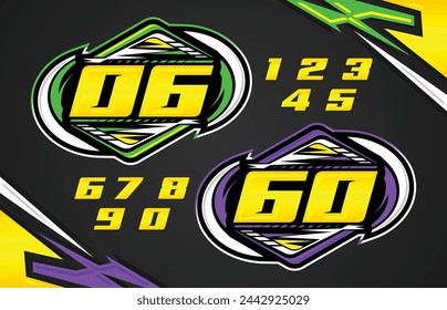 Vector Automotive racing number effect designs