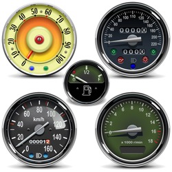 Vector Automotive Speedometers Isolated On White Background