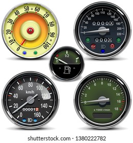 Vector Automotive Speedometers isolated on white background