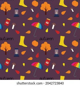 Vector autum pattern of items.