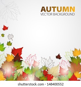 Vector Autumn abstract background with colorful leafs and place for your text