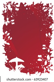vector autumn background with brambles and toadstool