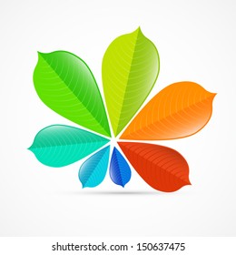 Vector Autumn Background - Colorful Chestnut Leaves