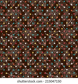 Vector autumn background with decorative colorful leaves. Seamless autumn pattern. Holiday design for wedding, birthday or greeting cards or invitation.