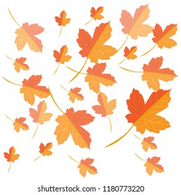 Vector. Autumn background. Falling yellow maple leaves