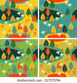 Vector autumn background with geese