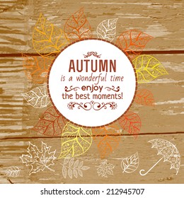 Vector autumn background. hand-drawn, circle poster, vector illustration
