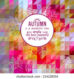 Vector autumn background. hand-drawn, circle poster, vector illustration