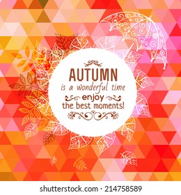 Vector autumn background. hand-drawn, circle poster, vector illustration