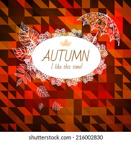 Vector autumn background. hand-drawn, circle poster, vector illustration