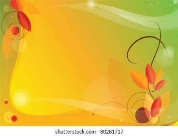 vector autumn background with autumn leaves and curls