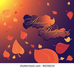 vector autumn background, orange,yellow leaf fall