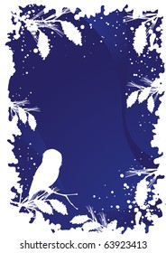 vector autumn background with pine cones and owl