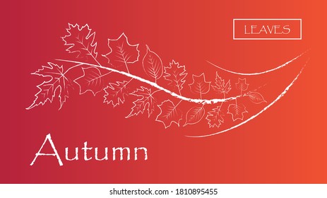 Vector autumn background, seasonal banner with falling leaves. Contrast colors. Simple clear illustration design.