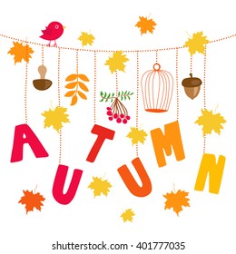 Vector autumn background template card