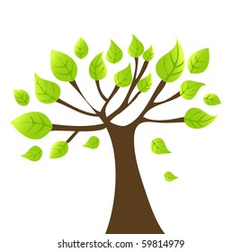 vector autumn background with tree.