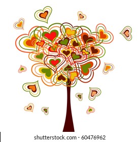 vector autumn background with tree.