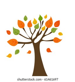 vector autumn background with tree.