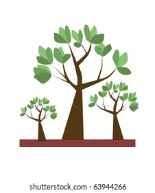 vector autumn background with tree.