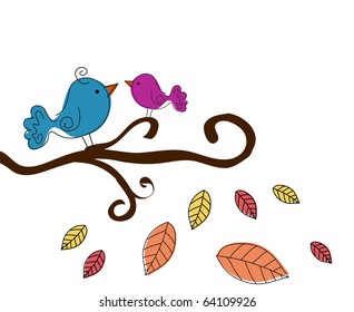 vector autumn background with tree.