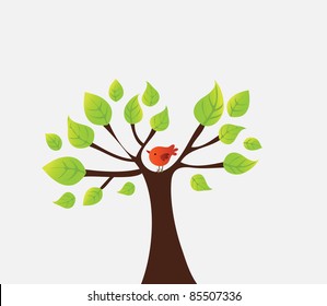 vector autumn background with tree.
